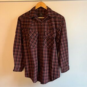 Men's Plaid Button Down Shirt - Red and Black